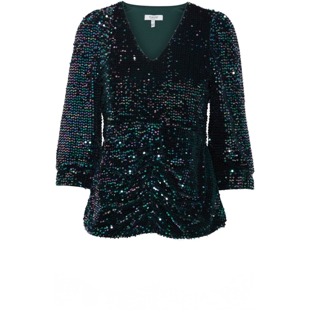 B YOUNG Salta Reflecting Pond Sparkle Blouse Small NWT